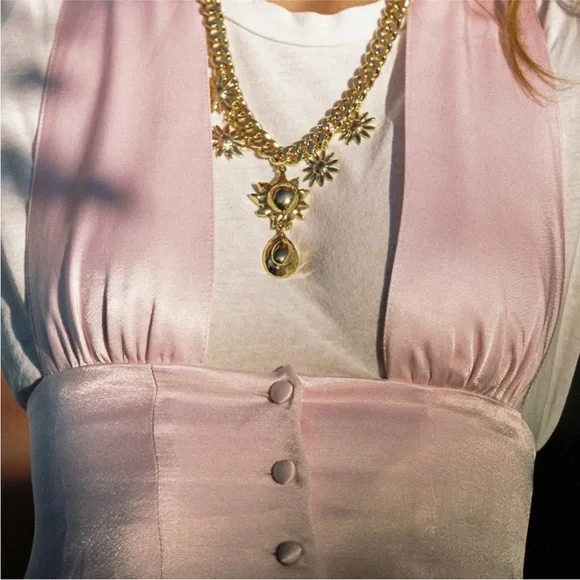 Vanessa Mooney Pink Satin Romper - Picture 2 of 9